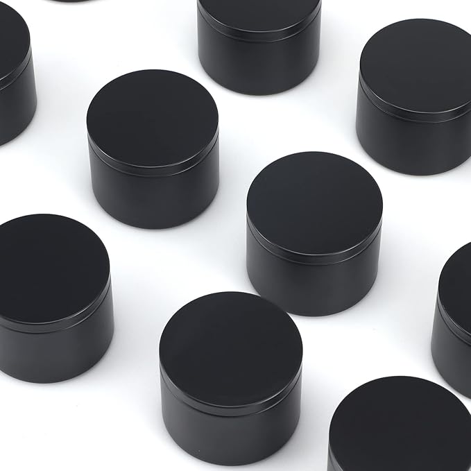 SONVIIBOX 24 Pack 8 oz Candle Tins,All Black Candle tins for Making Candles Bulk,8oz Candle Jars,Tin Jars for Candle Making,Candle Jars (Black, 8OZ)