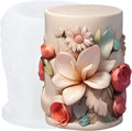 XIAOSHUI Flower Cylinder Candle Mold Flower Pillar Silicone Candle Molds for Candle Making Aromatherapy Candles Gypsum Clay Craft Candle Home Decorate