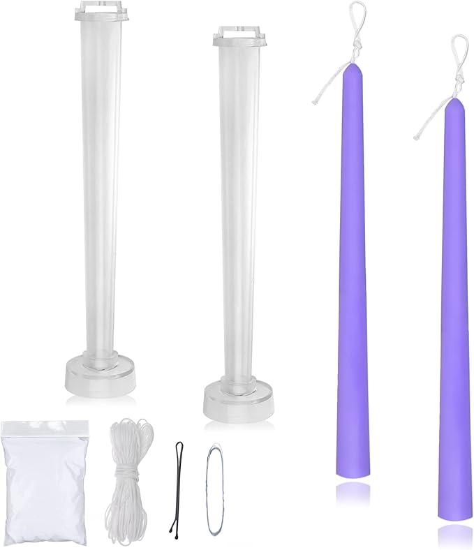 MILIVIXAY 2pcs Taper Candle Molds -Height: 9.84 inch,Top Diameter:0.50 inch,Bottom Diameter:0.87 inch-30 ft. of Wick,a Lead Wire and 2pcs Wick Clips Included as a Gift