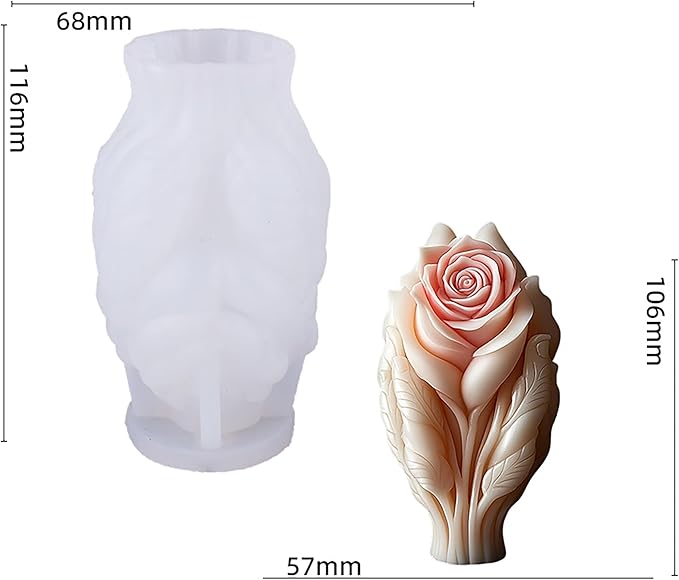 Rose Flower Tulip Succulent Cylinder Molds Silicone Wave Spiral Candle Mold - Silicone Resin Casting Molds for Candle & Resin & Soap Craft Supplies