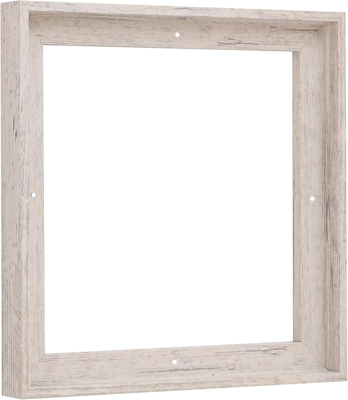 PIXY CANVAS Floater Frame 28x28 for 3/4 (0.75) inch Deep Canvas Paintings/Canvas Prints/Wood Canvas Panels/Wall Art/Wall Decor/Home Decor/Artwork (Distressed White, 28 x 28 inch, Square)