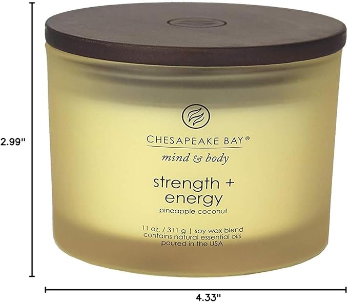 Chesapeake Bay Candle Scented Candle Strength + Energy (Pineapple Coconut) 3-Wick Coffee Table Jar Home Décor