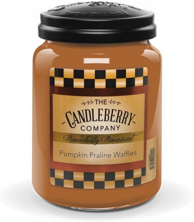 Candleberry Candles Pumpkin Praline Waffles | Strong Fragrances for Home | Hand Poured in The USA | Highly Scented | 135 Hour Burn Time | Large Jar