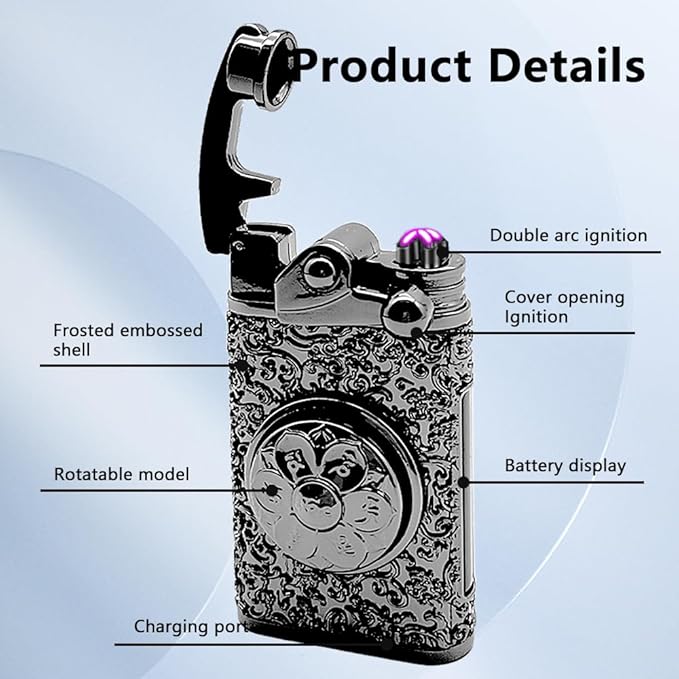 Plasma Lighter USB Rechargeable Electric Lighters Windproof Flameless Dual Arc Lighter Electronic Cool Lighters for Candle, Incense Stick, Outdoor Camping（Black）