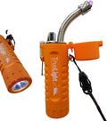 TrueLightEssentials Electric Rechargeable Plasma Lighter - Waterproof USB Arc Lighters with Flashlight LED Battery Indicator and Flexible Neck for Candle Survival Camping Emergency (Orange, Long)