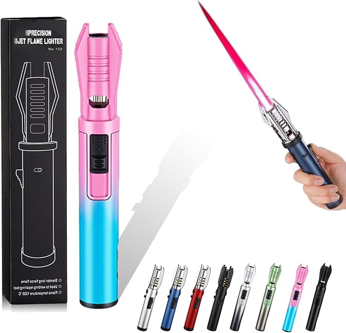 Power Electric Torch Lighters - New Adjustable Plasma Lighter with Safety Lock & 360° Inverted Ignition, Outdoor Straight Flame Windproof for Candles Campfires BBQ Baking, Camping, Gift (P-2)