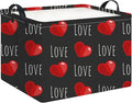 Rectangle Storage Basket with Handles,Collapsible Storage Bin,Books Box,Gift Basket(Red Heart)