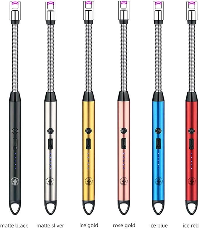 Bend-It Flexible Neck Arc Lighter — USB Rechargeable, Windproof & Flameless | Long Reach for Deep Jar Candles, Stove, BBQ & Fireplace - Pink