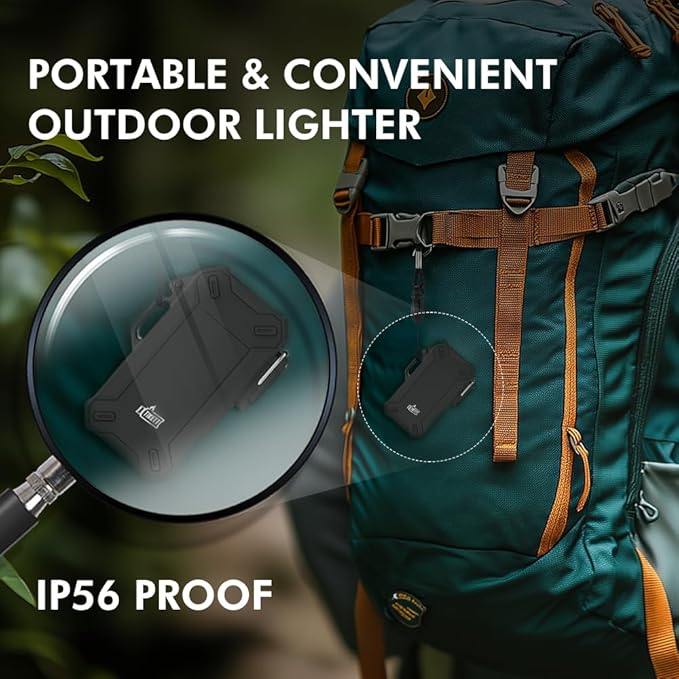 Dual Arc USB Rechargeable Electric Camp Lighter with Retractable Flexible Long Neck Waterproof Windproof Lighter for Outdoor, Grill and Candle (Black)