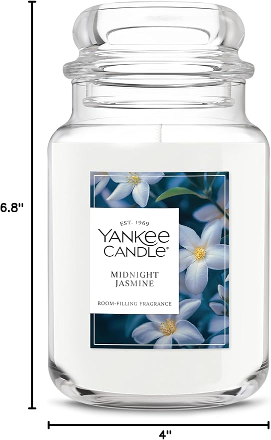 Yankee Candle Midnight Jasmine Scented Candle, 22oz Large Jar with up to 150 Hour Burn Time, Giftable