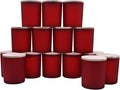 SHOWIN 10 OZ Thick Candle Jars for Making Candles 15 Pcs, Empty Jars with Wood Lids for Candle Making, Sample Container, Frosted Red