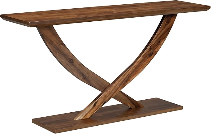 Modern Rustic Wood Console Table 57-Inch Entryway Sofa Table Home Accent Furniture for Living Room Entrance Hallway, Brown