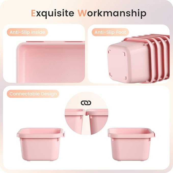 【𝟮𝟴𝗣𝗖𝗦】 【𝟱𝗦𝗶𝘇𝗲】 Pink Drawer Organizer, Makeup organizer, 【Holds 177 Items】 Bathroom Organizers and Storage, Plastic Desk Organizer Divider, Organizer Bins for Office Vanity A-LUGEI