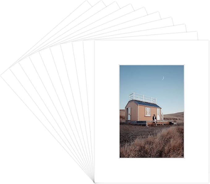 Golden State Art, Pack of 25, Acid-Free White Pre-Cut 8x10 Picture Mat for 5x7 Photo with White Core Bevel Cut Frame Mattes