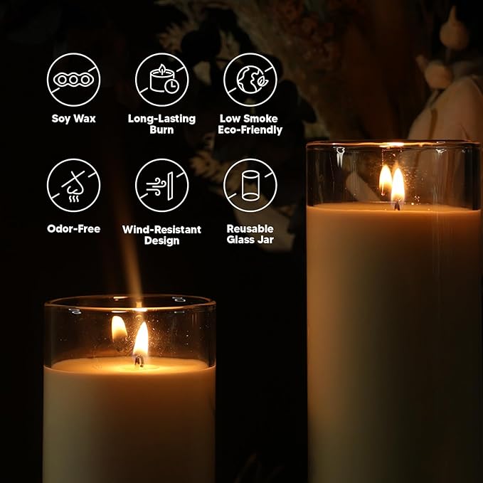 2.24x7 inch 7 Day White Pillar Candles in Glass Set of 4 Up to 120Hour Burn time, Unscented Prayer, Religious Candles for Memorials, Vigil, and Emergency