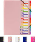 24 Pockets Expanding File Folder Organizer,Accordion File Organizer,A4 Letter Size,Rainbow Tab, for Home/Office/School Document Organizer (Pink)