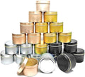 Unixing 24Pcs 4oz Candle Tins for DIY Candle, Metal Candle Container Tins for Candle Making Gold Champagne Black Silver Container Tins