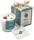 Pisces Zodiac Candle Gifts for Women and Men Sandalwood Crystal Candles for Manifestation Zodiac Crystal Candle with Bracelet and Healing Crystals Pisces Birthday Gifts