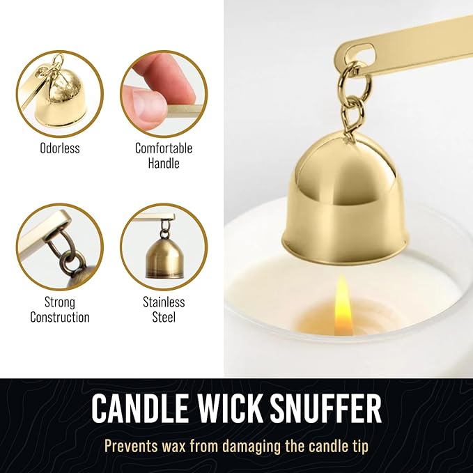 Craft911 Elegant 3-in-1 Golden Candle Care Kit: Wick Trimmer, Snuffer, Dipper for Candle Enthusiasts