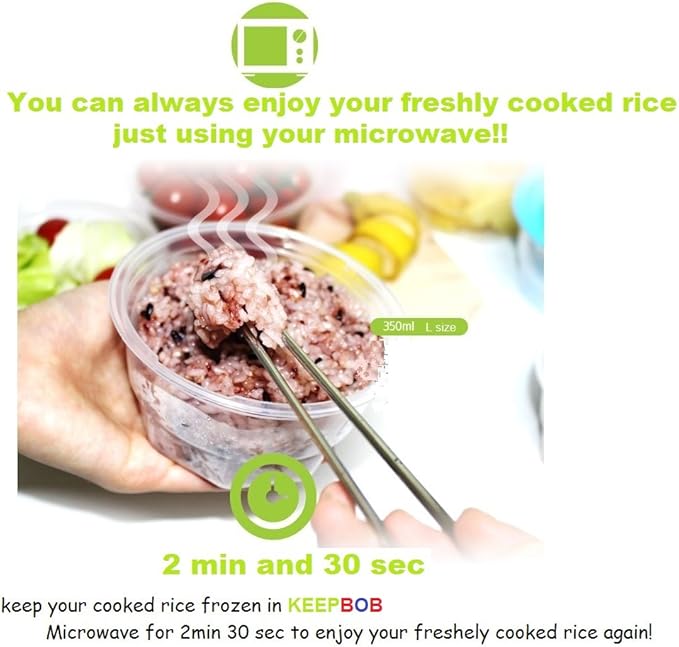 KEEPBOB 8 Piece Rice and food saving container/microwave safe/freezer safe/BPA free (Large)