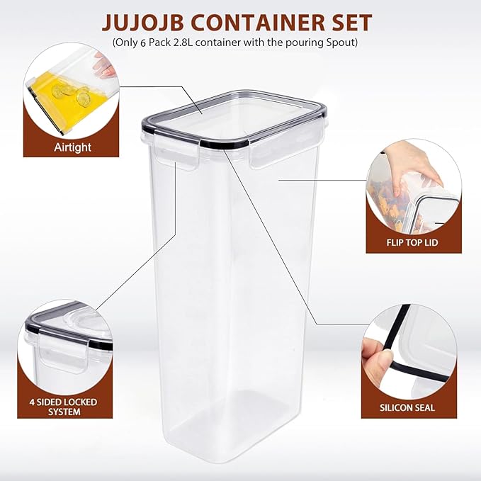 Airtight Food Storage Containers Set with Lids - 30 pack, BPA Free Plastic Kitchen and Pantry Organization, Plastic Leak-proof Canisters for Cereal Flour & Sugar - Labels & Marker