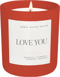 Sweet Water Decor Love You Scented Candles - Soy Candles with Fresh Lavender, Geranium, Warm Mahogany and Earthy Teakwood - Candle Wax with 70 Hours Burn Time - 15Oz Red Matte Jar Wax Candle