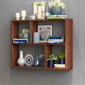 RUNNUP Floating Wall Mount Bookcase Engineered Wood Book Shelf Decor Wall Shelf for Study Room Office Living Room, Brown 31.5" L x 9.4" W x 25.6" H