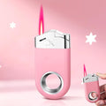 Cool Torch Lighter, Creative Fidget Lighter, Jet Flame Keychain Lighters Refillable Butane Torch for Candle BBQ, EDC Pocket Lighters, Unique Gifts for Men Women (Pink)