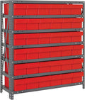 Quantum Storage Systems 2439-603RD Solid Heavy Duty 7 Shelves 36 Super Tuff Euro Red Bins 39" H x 36" W x 24" D