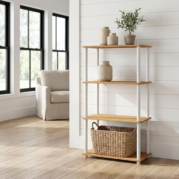 Furnifact Sonoma Oak White Bookcase with Modern Design, Durable Wooden Construction, Stylish Storage Solution for Home or Office