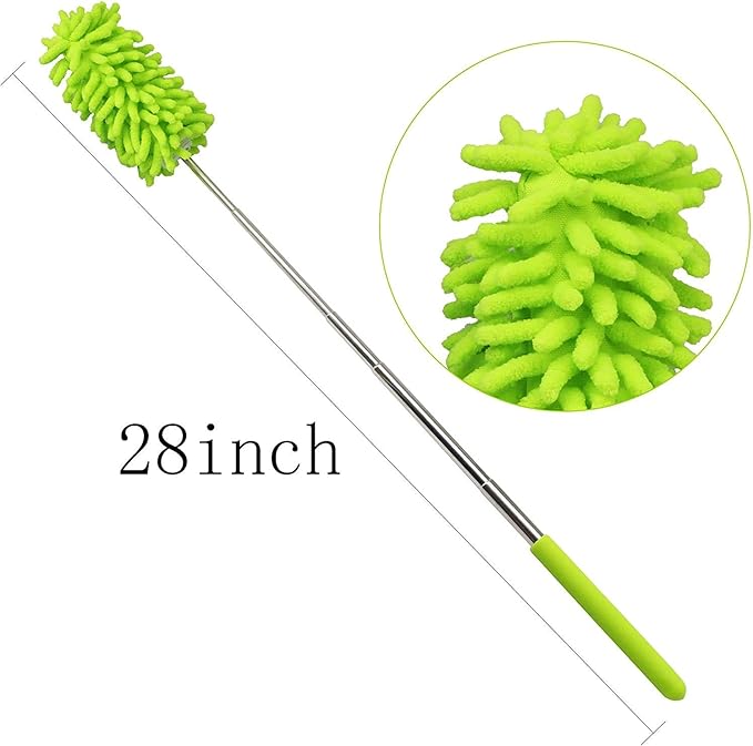 zdyCGTime Microfiber Retractable Cleaning Dust Remover, Removable and Cleanable Hand-held Dust Remover, Used to Clean Offices, Cars, Windows, Etc. (2 Pack, Blue+Green)