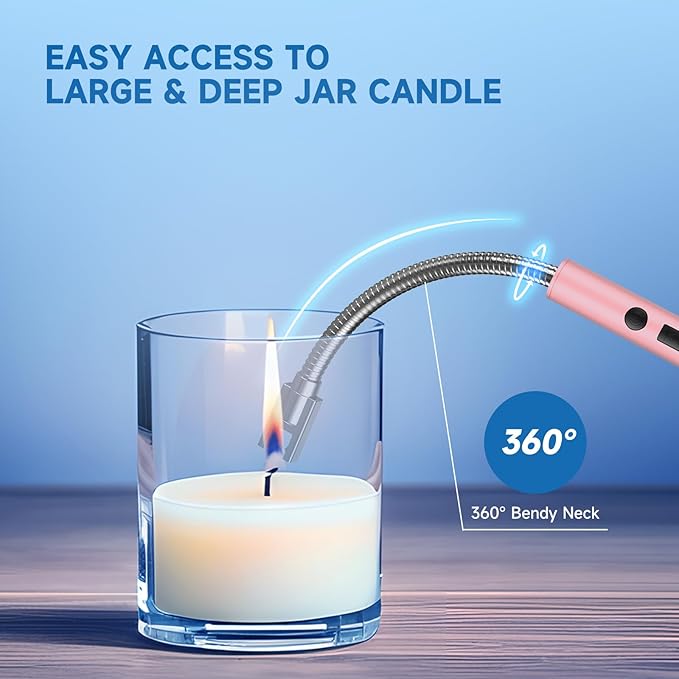 Flame bird 2 Pack Electric Candle Lighter Flameless Arc Windproof Flexible Long Neck USB Rechargeable Lighter for BBQ Grill Fireworks Camping.(Rose Gold)