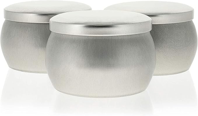 Bright Creations Candle Tins - 4 oz, 3 x 2 in, Silver, 24 Pack - Tin Cans with Lids & Tiny Containers for Wax Projects - DIY Candle Making Supplies