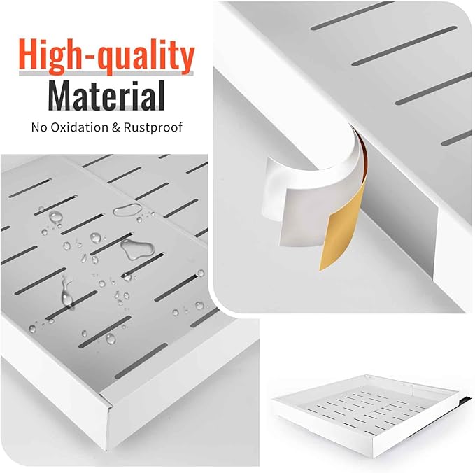 21" Deep Expandable Pull Out Cabinet Organizer,(12"-20")Slide Out Drawers For Kitchen Cabinets,Adhesive With Nano Film, Peel and stick Pull Out Drawers For Cabinets In Kitchen, Pantry (white,1PACK)