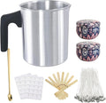 1.2L Candle Making Pouring Pot Wax Pitcher Wax Pouring Pot Candle Making Pitcher with Heat-Resistant Handle and Dripless Pouring Spout Design with Candle Jars, Wicks, Stickers and Wicks Holders