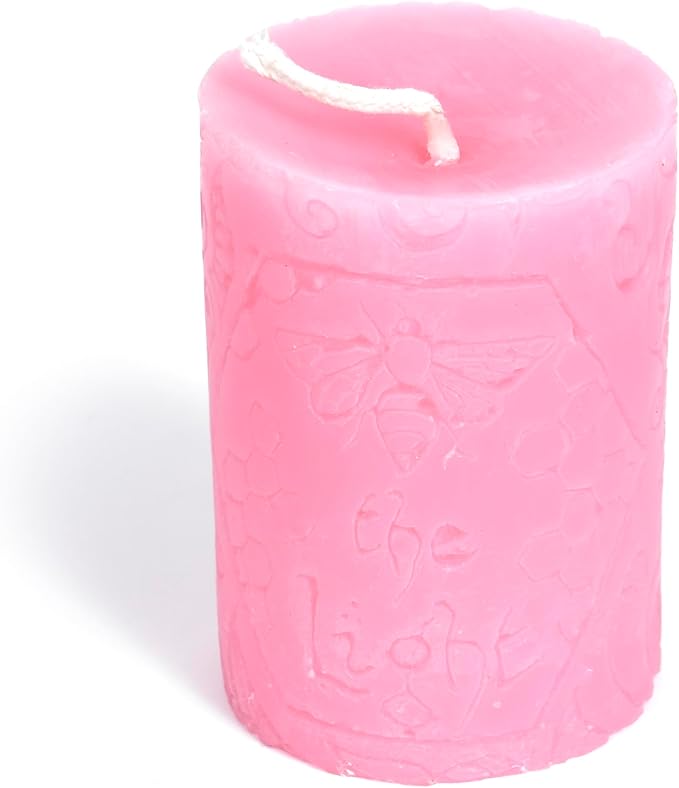 BeeTheLight Beeswax Pillar Candle - 100% Pure Bees Wax - Choose Your Size and Color - 54 Hour Burn Time - Fits 3x4 Holder - Unscented - Natural Light Honey Scent (Pink Sunset, Medium)