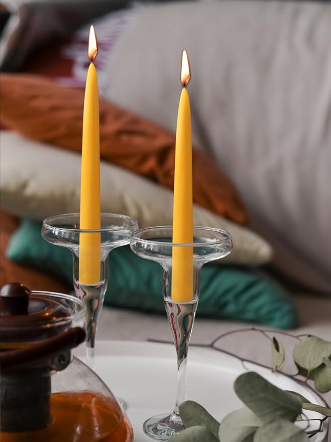 10inch Beeswax Taper Candles 12 Pack Natural Pure Beeswax Candlesticks Smokeless 10 Hour Long Burning Time Tapered Beeswax Candle Sticks Bees Wax Candle for Home Prayer