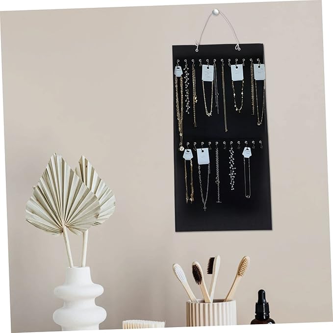 Levemolo Versatile Wall Hanging Organizer Bag Felt Storage Pouch with Hooks for Jewelry Hair Accessories Earrings and Necklaces Home and Bedroom Organization