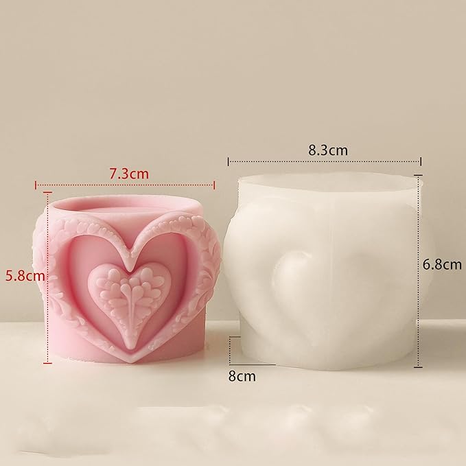 Heart Cup Cylinder Candle & Resin Mold - Resin Casting Silicone Molds for Home Decor & Candle Making Wave Spiral Mold