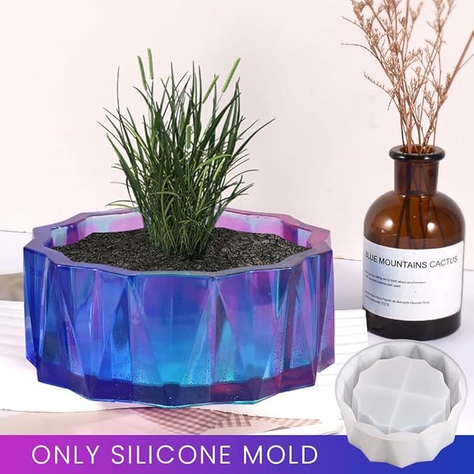 Silicone Planter Mold, 5.9'' for Succulent Pot, Round Silicone Molds for Casting Resin, Plaster, Concrete Cement, DIY Jewelry, Makeup Storage Container, Flower Cement Molds