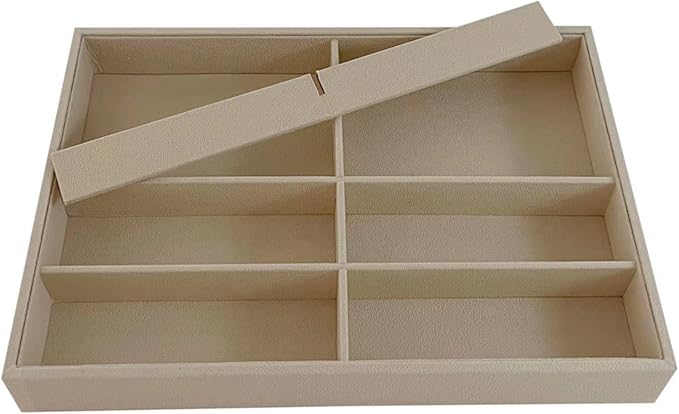 8 Slot Large Light Beige Premium Quality Velvet Sunglasses Eyewear Glasses Watch Box Tray Stackable Practical Trade Show Home Use Jewelry Display Organizer Drawer Divider Insert