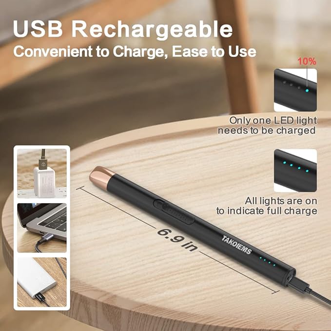 Candle Lighter, Electric USB Lighter with Upgraded LED Display Safety Switch, Rechargeable Flameless Windproof, Black