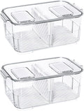 SANNO Produce Saver Fresh Keeper Vegetable Fruit Storage Containers, Refrigerator Fridge Stackable Bins with Lids and Vents, Stackable Salad Lettuce Keeper,BPA-freeContainers Bin-