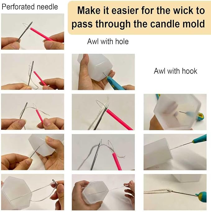 DIY Candle Making Supplies for Beginners with Organizer Bag,Candle Wick Punching and Insertion Tools for Candle Making,Candle Making Tools kit Including Punching Needle with Hook and Large Eye