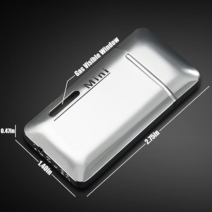 2 Pack Mini Butane Lighter, Double Jet Torch Lighter with Visible Window, Refillable and Adjustable Pocket Lighter, Great Little Gift for Men and Women, Black and White (Without Gas)