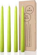 CANDWAX 10 inch Olive Taper Candles Set of 4 - Dripless Unscented Candlesticks - Perfect as Dinner Table Centerpiece Tapers or Household Decor