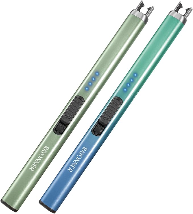 Electric Candle Lighter, Windproof Flameless USB Rechargeable Plasma Arc Lighter for Grill Firework Kitchen Camping (2 Pack - Mint Green+Blue/Green Gradient)