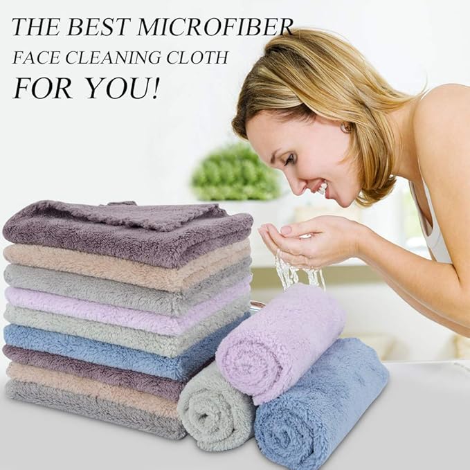 SUNLAND Microfiber Face Cloth Reusable Makeup Remover Facial Cleansing Towel Ultra Soft Face Washcloth 12inchx12inch 12 Pack Multicolor