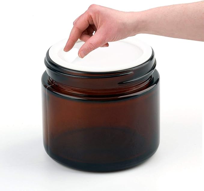 Encheng 15 Pack of 2 oz Amber Round Glass Jars,with Inner Liners and Black Lids,Empty Cosmetic Containers,Cream jars