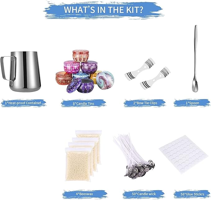 DIY Wax Candle Making kit, DIY Beginner Candle Kit Soy Candles Manufacturing Candle Plug Boxes Spoon and Media TH0JY-1210